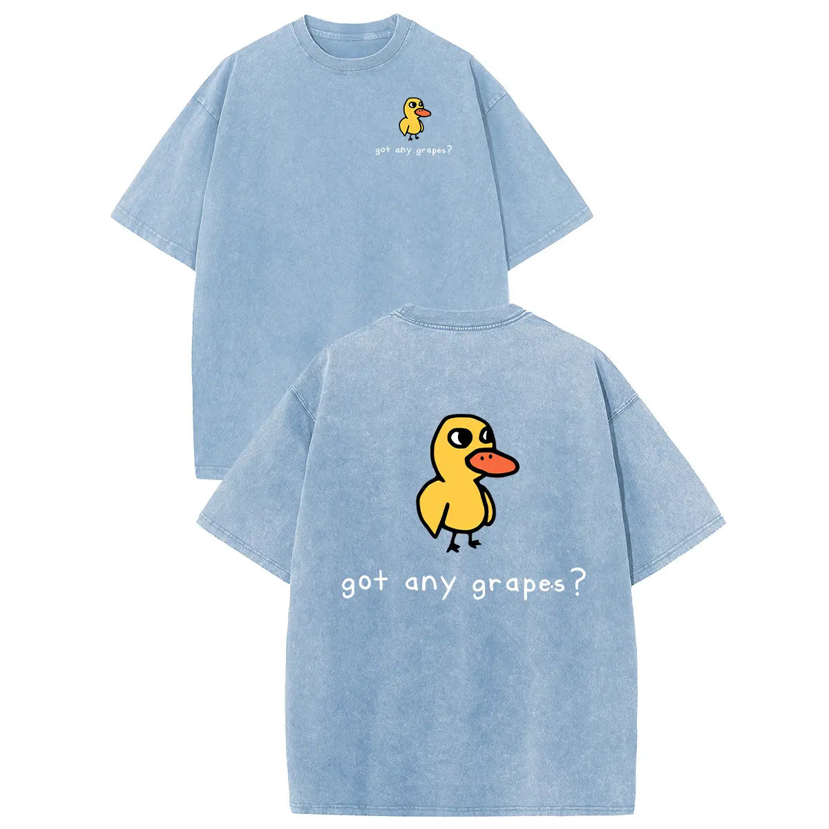 Holafish Women'S Retro Vintage Short-Sleeve Cotton T-Shirt - round Neck, Breathable Heavy Washed Eat Grapes Duck Graphic, Unisex Casual Loose-Fit Streetwear Top