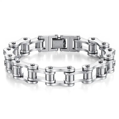Trendy Hip Hop Punk Motorcycle Chain Bracelet, Fashion Street Style Men'S Versatile Link Bracelet, Cuban Link Bracelet, Stylish Jewelry Accessory(8.5Inch)