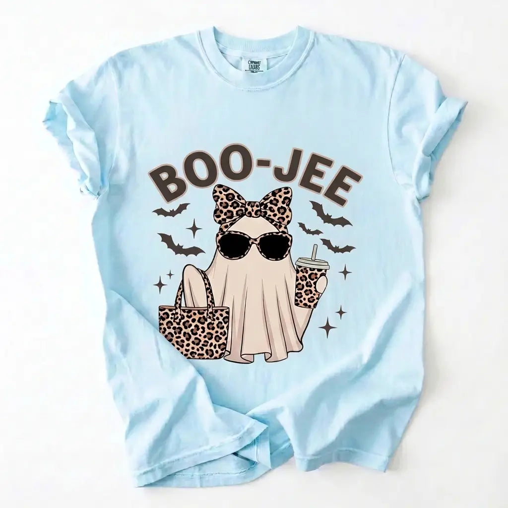 Comfort Colors Boo-Jee Ghost Shirt, Leopard Ghost Tee, Ghost Coffee Shirt, Funny Fall Shirt, Ghost Tee, Girly Halloween Gift, Boojee Tee