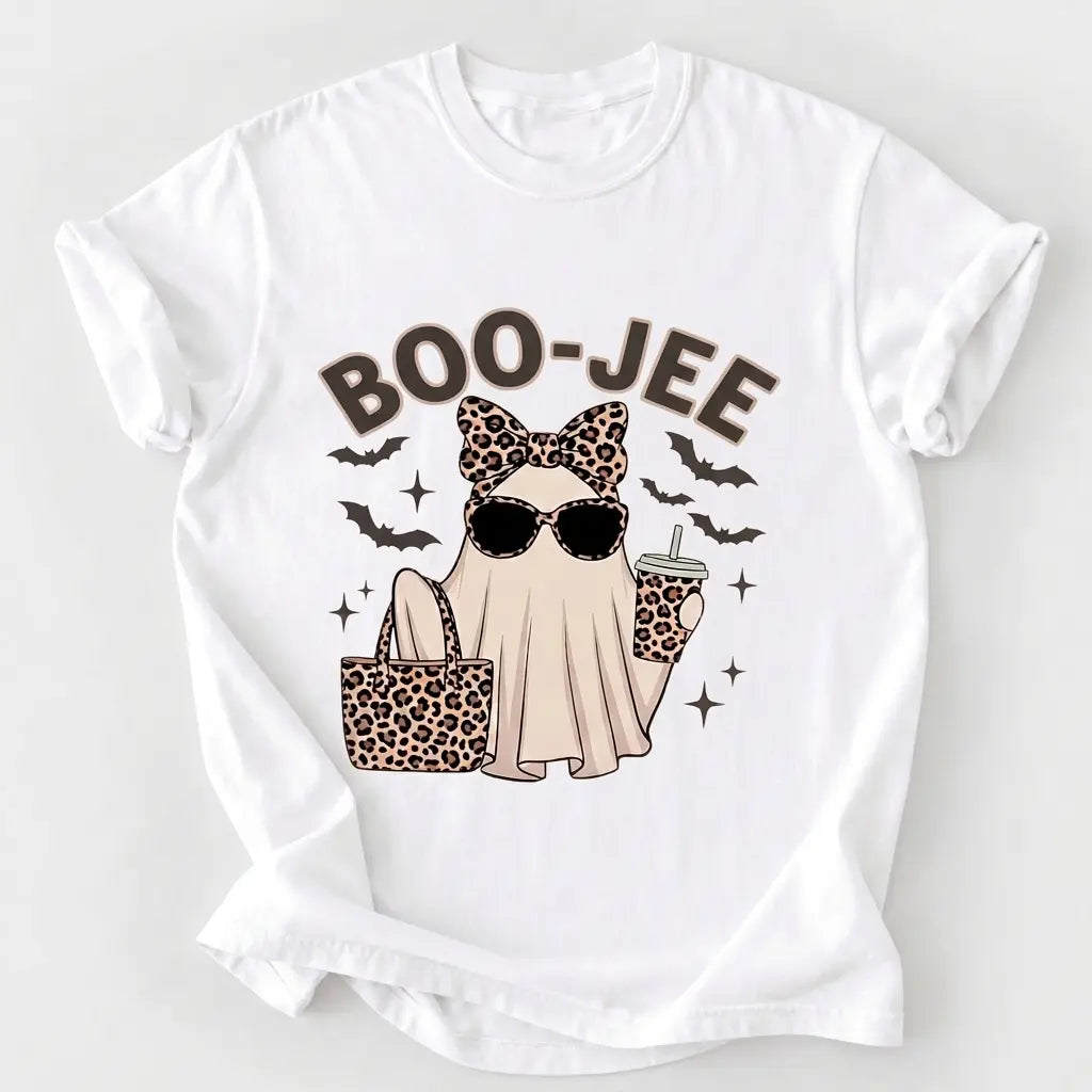 Comfort Colors Boo-Jee Ghost Shirt, Leopard Ghost Tee, Ghost Coffee Shirt, Funny Fall Shirt, Ghost Tee, Girly Halloween Gift, Boojee Tee