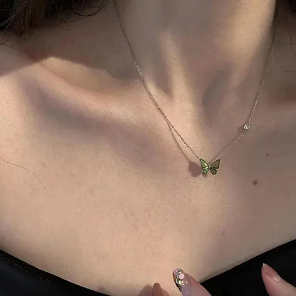 2024 Mood Necklaces Butterfly Pendant Necklace Temperature Control Color Change Necklace Stainless Steel Chain Jewellery Women