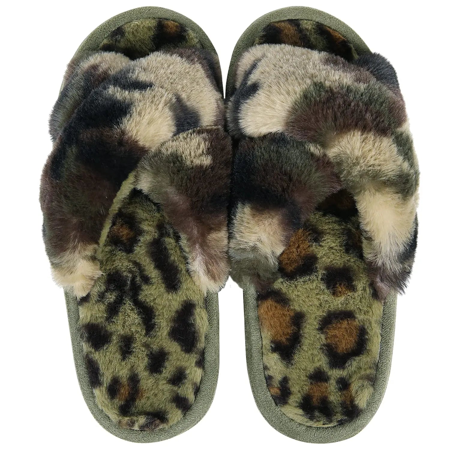 Winter Women'S Fuzzy Slippers Warm Fluffy Indoor House Shoes Outdoor Antiskid Slippers Fashion Soft Open Toe Bedroom Slippers