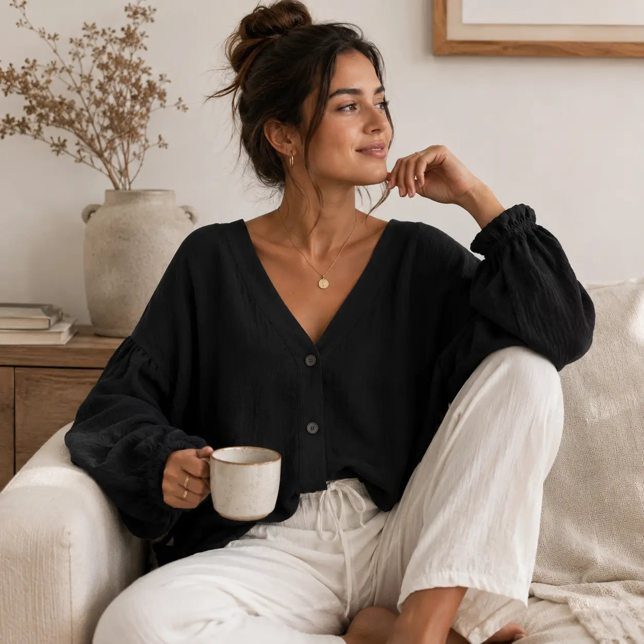 Women'S Summer Loose Lightweight Short Jacket, Sheer Figure‑Hiding Sun Protection Shirt, Casual Age‑Reducing Long Sleeve Blouse