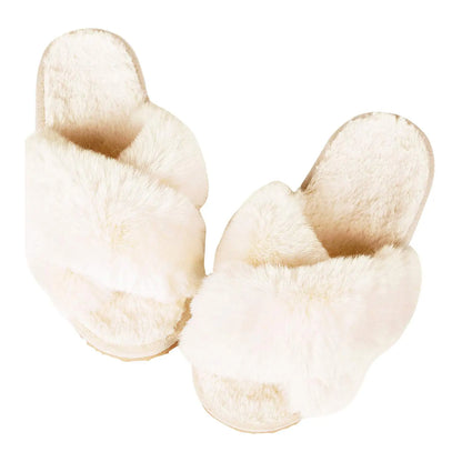 Winter Women'S Fuzzy Slippers Warm Fluffy Indoor House Shoes Outdoor Antiskid Slippers Fashion Soft Open Toe Bedroom Slippers