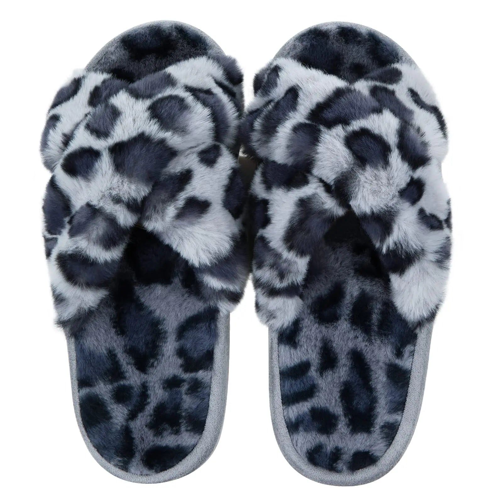 Winter Women'S Fuzzy Slippers Warm Fluffy Indoor House Shoes Outdoor Antiskid Slippers Fashion Soft Open Toe Bedroom Slippers