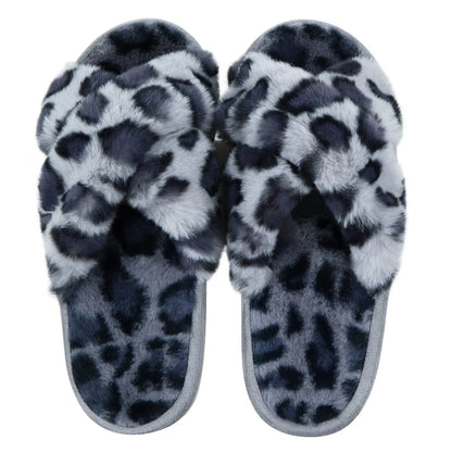 Winter Women'S Fuzzy Slippers Warm Fluffy Indoor House Shoes Outdoor Antiskid Slippers Fashion Soft Open Toe Bedroom Slippers