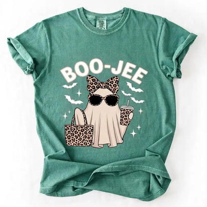 Comfort Colors Boo-Jee Ghost Shirt, Leopard Ghost Tee, Ghost Coffee Shirt, Funny Fall Shirt, Ghost Tee, Girly Halloween Gift, Boojee Tee