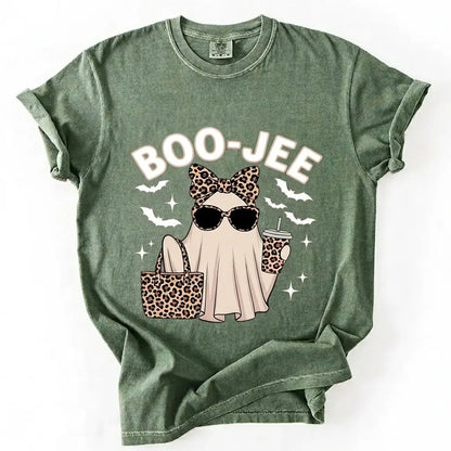Comfort Colors Boo-Jee Ghost Shirt, Leopard Ghost Tee, Ghost Coffee Shirt, Funny Fall Shirt, Ghost Tee, Girly Halloween Gift, Boojee Tee