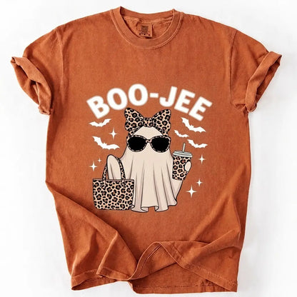 Comfort Colors Boo-Jee Ghost Shirt, Leopard Ghost Tee, Ghost Coffee Shirt, Funny Fall Shirt, Ghost Tee, Girly Halloween Gift, Boojee Tee