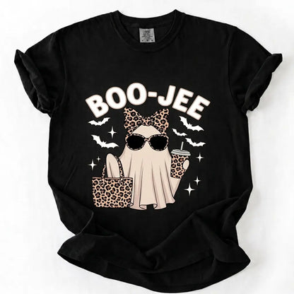 Comfort Colors Boo-Jee Ghost Shirt, Leopard Ghost Tee, Ghost Coffee Shirt, Funny Fall Shirt, Ghost Tee, Girly Halloween Gift, Boojee Tee